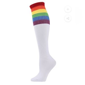 MeMoí Women's Rainbow Rugby Ribbed Knee High Socks New Size M 9-11‎ Pride
